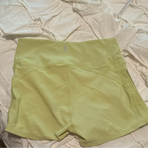 Free People Movement Biker Yoga Running Shorts Size M Lime Green Ribbed Bodycon - Picture 2 of 5